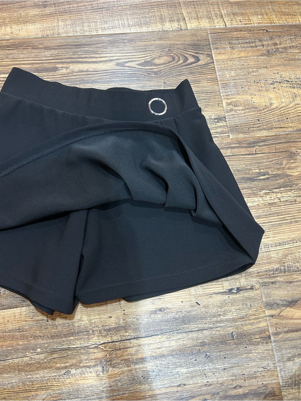 New Mix Black Flared Skort with Silver Ring Accent - Picture 2 of 6